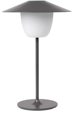blomus Mobile LED-Tischleuchte -ANI LAMP- | Akku Tischlampe aus Aluminium | Farbe Warm Gray | Ø 22 x 33H cm | 2 Helligkeitsstufen per Touch | Outdoor IP44