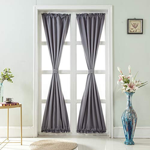 Cortinas para Puerta Francesas Color Puro Panel de Cortina de Puerta Francesa Cortinas Opacas para Sala de Estar Cocina Dormitorio Comedor Sala,1 Panel (Gris, 64 * 102cm)