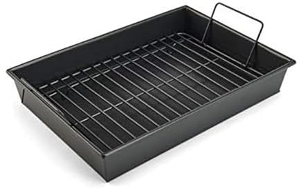 Chicago Metallic Pro Non-Stick Roast and Broil Baking Pan with Rack, 13-Inch-by-9-Inch, Dark Gray