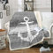 Tbrand Anker Wohndecke Nautisches Thema Decke 150x200cm Vintage Timeworn Verwitterte Holzbretter Rustikales Kuscheldecke Weich Luxus Dekor,Grau