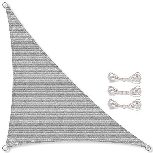 CelinaSun Sonnensegel inkl Befestigungsseile HDPE Basic Dreieck rechtwinklig 3,2 x 3,2 x 4,5 m hellgrau Sonnenschutz atmungsaktiv