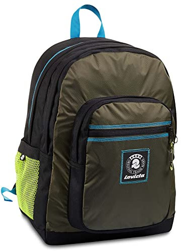 Invicta Zaino Doppio Scomparto Jelek, Light Ripstop, Verde, Con Tasca Porta PC, Scuola & Tempo Libero