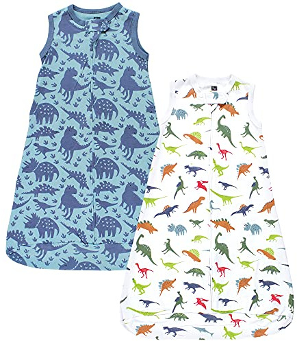 Hudson Baby Unisex Baby Interlock Cotton Sleeveless Sleeping Bag, Dinosaurs, 0-3 Months