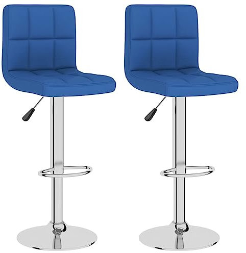 vidaXL 2X Barhocker Höhenverstellbar Drehbar Küchenhocker Barstuhl Tresenhocker Thekenhocker Tresenstuhl Bistrohocker Bar Stuhl Hocker Blau Stoff