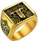 FaithHeart gold Bandring für Herren Männer Punk Viking Fingerring Wolfkopf Ring Keltisch Ring Herren Schmuck für Valentinstag Weihnachten Geburtstag
