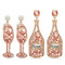 2 Pairs Rhinestone Champagne Bottle Earrings Crystal Wine Glass Dangle Earrings for Women Delicate Champagne Flute Earrings Party Celebration Jewelry Gifts, Zinc, Rhinestone