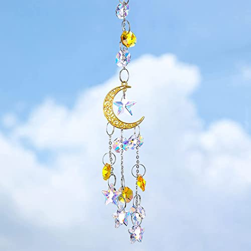 Rolin Roly Mond Kristall Sonnenfänger, Klein Sonnenfänger Fenster, Bunte Hängender Anhänger, Sun Catcher Prisma Ornamente für Rainbow Maker, Weihnachten Hausgarten Dekoration