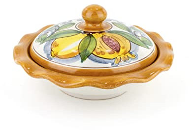 CEAR ceramiche - Portadolci, biscottiera, porta cioccolatini, portagioie in ceramica siciliana di Caltagirone interamente realizzato e decorato a mano. Ø cm 17.