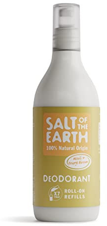Natural Deodorant Roll On Refill by Salt of the Earth, Neroli & Orange Blossom - Vegan, Long Lasting Protection, Leaping Bunny Approved, Made in the UK - 525ml