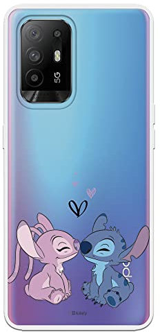 Schutzhülle für OPPO A94 5G, offizielles Lilo & Stitch Angel & Stitch, Kuss, transparent, zum Schutz Ihres Handys, flexibles Silikon, offizielles Disney-Lizenzprodukt