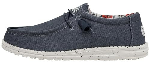 HEYDUDE Wally Stretch Canvas - Chaussures pour Hommes - Baskets avec Semelles Confortables - Style Mocassin, Blue, 41