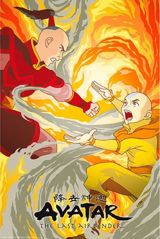 empireposter Avatar - Aang vs Zuko - Filmposter Kino Movie TV-Serie - Grösse 61x91,5 cm + 1 Korkplatte 61x91,5x1,0 cm - Naturprodukt