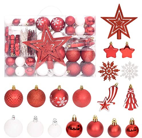 vidaXL 108-tlg. Weihnachtskugel-Set Rot und Weiß