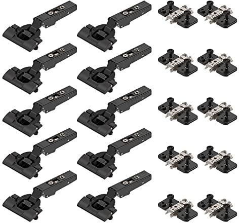 10 x siwitec Blum CLIP top BLUMOTION 110° Scharnier INSERTA mit Feder, Softclose, Onyxschwarz, Eckanschlag, inkl. Exzenter-Kreuzmontageplatten