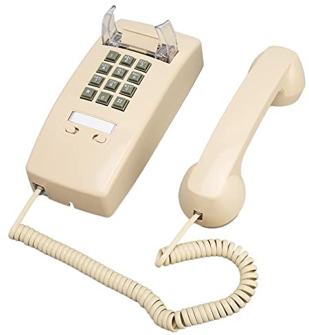 Telefono Da Parete Con Filo Vintage, Telefono Da Parete Classico Beige Per Rete Fissa Con Controllo Del Volume E Suoneria Meccanica In Metallo Doppio Gong, Telefono Da Parete