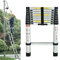 2.6M Telescopic Straight Ladder Sturdy Aluminum Telescoping Ladder 8.5ft Extension Ladder 330lb Max Load for Household Outdoor Work