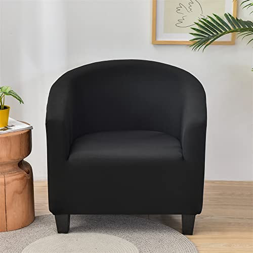 Morbuy Sesselhussen 1 Sitz, Stretch Sesselbezug Universal Sesselschoner Elastisch Sesselüberwurf Sofahusse mit Armlehnen für Clubsessel Loungesessel Cocktailsessel (schwarz)