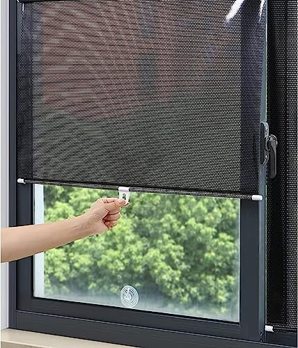 Cortina para Ventana con Ventosa,Estor Enrollable Blackout,Persianas Opaco Ajustables para Hogar,Protección Térmica para Interiores para Ventanas de Techo,Sin Perforaciones(W40xL60cm/16x24in)