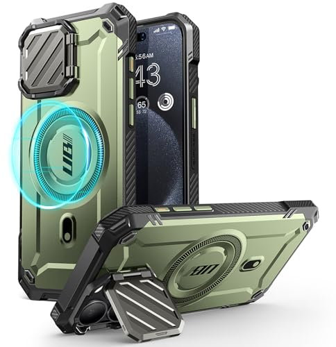 SUPCASE UB Mag XT Hülle für iPhone 15 Pro Max 6,7 Zoll (2023) mit Kameraschutz, [Kompatibel mit MagSafe] Robuste Schutzhülle mit integriertem Ständer (Guldan)