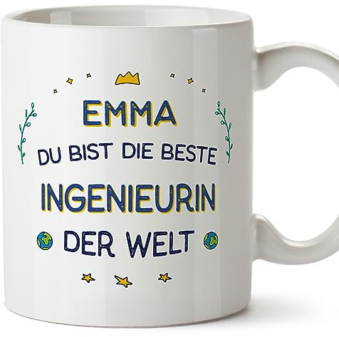 Mugffins Tassen Personalisierten für INGENIEURIN Frau - Auf Deutsch - Beste der Welt - 11 oz / 330 ml - Individuell Anpassbar Geschenk Mitarbeiter