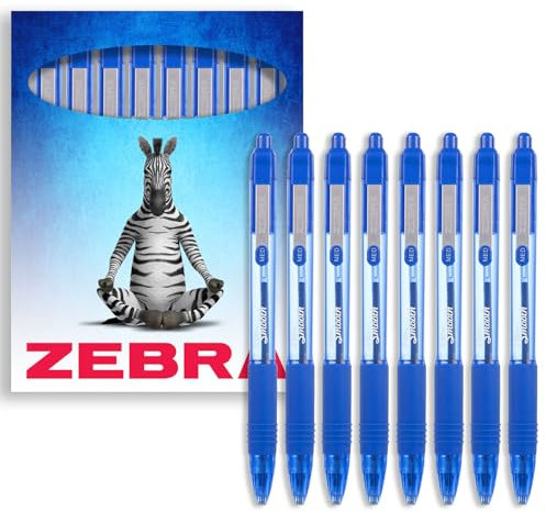 Zebra Z-Grip Kugelschreiber, glatt, einziehbar, 1,0 mm Spitze, blaue Tinte, 8 Stück