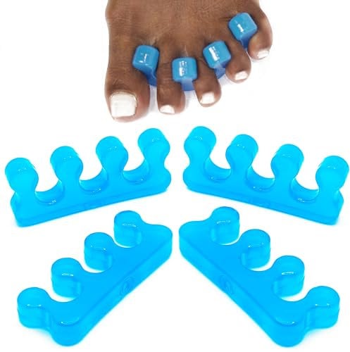 Toe Separators for Nail Varnish (2 Pairs Blue), Silicone Toe Separator, Perfect for Pedicures & Pain Relief for Feet by unel
