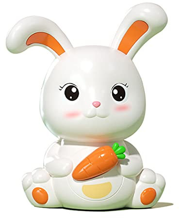 Bagima Bunny Mey 21×15×10 Spardose aus Kunststoff in Niedlicher Form, Sturzschutz, Großes Fassungsvermögen, Hasen-Spardose Kinder,