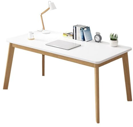PIPOEI Bureau D'ordinateur Bureau Moderne de Style Simple Table de Bureau de Style Scandinave, Bois MDF et Pieds Massif pour Pièce au Style Minimaliste White,100cm