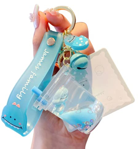 VICKYPOP Niedlicher Bubble Tea-Schlüsselanhänger, schwimmendes Boba-Tier-Schlüsselanhänger, Rucksack-Zubehör für Damen und Herren, Dinosaurier, 12 cm