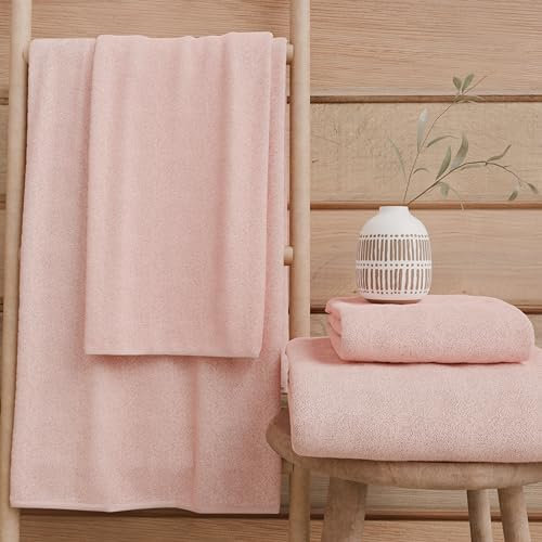 PETTI Artigiani Italiani - Asciugamani Bagno in 100% Spugna di Cotone, Set Asciugamani 2+2, 4 Pezzi 2 Asciugamani Viso e 2 Asciugamani Mani, Asciugamani Rosa