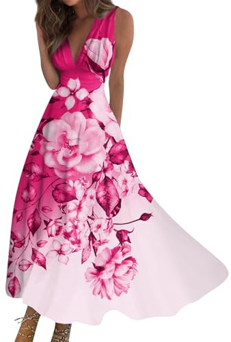 Robe À Paillettes De Bal Et Soirée Femme Chic Et Élégante Pour Mariage - Coton, Fleurie, Rose Vif - Taille L