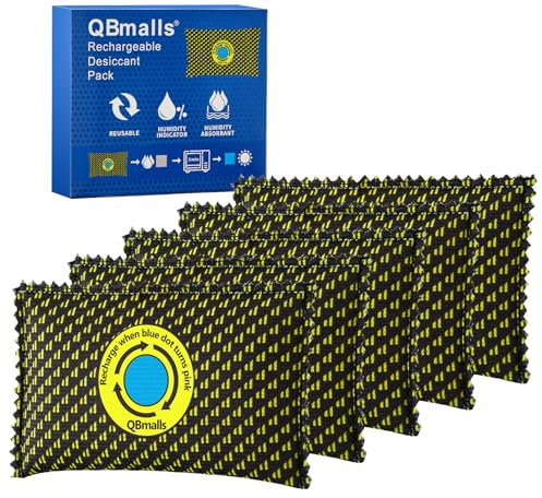QBmalls 100g Rechargeable Desiccant Pack of 5, Moisture Catcher for Storage, Gun Safes, RV and Cars, Desiccant Dehumidifier for Cupboards, Drawer, Luggage and Small Spaces