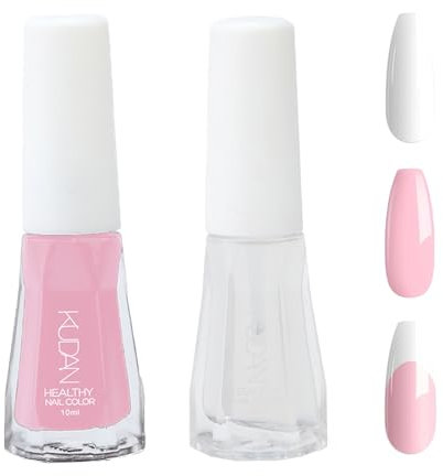 Nail Polish Set French Manicure Kit 2Pcs Pink & White Nail Varnish Quick Dry White,Pink Gel Polish Water-Based Formula Long Lasting Pink Nail Varnish Pink Gel Nail Polish for DIY Manicure at Home