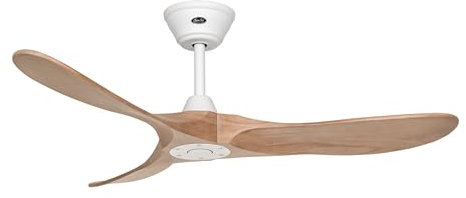 CasaFan Energiespar Deckenventilator mit Fernbedienung Eco Genuino Matt Weiß/Eiche mittel 122 cm
