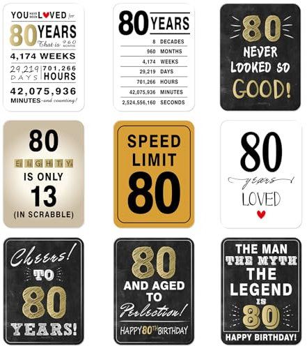 WERNNSAI 80th Birthday Decorations - 9 PCS 80 Years Funny Signs Cards 80th Birthday Party Banner Centerpieces Door Wall Windows Decor Picture Props for Men Women 80 Years