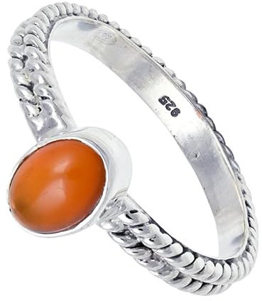 JEWELSTREZOROG Karneol Edelstein-Bandring für Herren und Damen,Geschenkartikel, 925er-Sterlingsilber Bandring handgefertigter Schmuck TSR110J_57 (18.1)