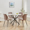 DEYARNA HOME Essgruppe 5-Teilig, 100cm Runder Esstisch und 4 Leinen-Esszimmerstühle, Esstisch und Stühle für 4 Personen, 4 Stühle & Tisch für Küche, Esszimmer und Wohnzimmer (Weiß/Schwarz+Braun)