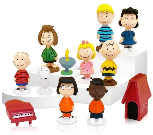 12 Stück Tortendeko Spielzeug, Kuchen Deko Cartoon Kindergeburtstag, Kuchendekoration Kinder, Sn-oopy Figur Set, Kinder Geburtstag Party Torte Deko Supplies