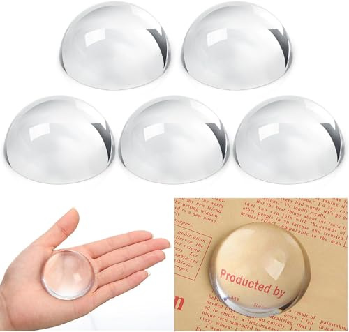 Briwooody 6 Pcs Crystal Dome Magnifier Paperweights Glass Paperweight Reading Magnifying Glass Clear Optical Half Ball Lens for Office Desk Home Gift (1.97 Inch)