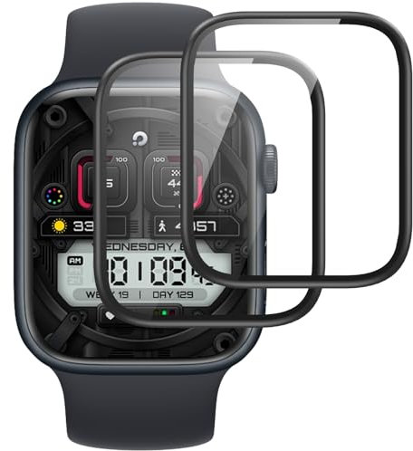 IQShield Protector de Pantalla para Apple Watch 44mm Series 6/SE/5/4 Cristal Templado, 3D Cobertura Completa, Sensible al Tacto, Sin Burbujas, Vidrio Templado para iWatch 6, 2 Piezas