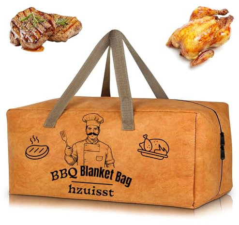 Hzuisst BBQ Blanket for Resting Meat, BBQ Accessories Insulated Brisket Resting Blanket, Thicker Aluminum Foil Reusable Barbecue Meat Rest Bag with Wide Mouth for Pork Turkeys Picnic BBQ Party