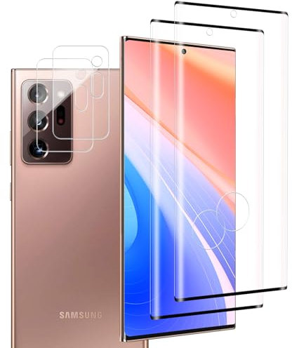 2 Stück für Panzerglas für Samsung Galaxy Note 20 Ultra Schutzfolie & 2 Stück Kameraschutz, Panzer Glas für Samsung Note 20 Ultra Schutzglas, HD Klar Displayschutz Note 20 Ultra Panzerfolie