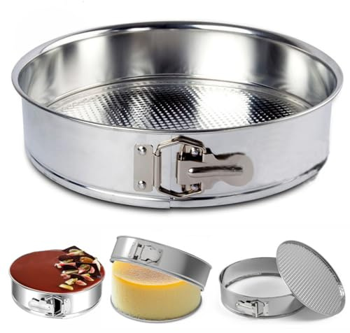 Vziokk 9 Inch Cake Pan, 304 Stainless Steel Cheesecake Mold with Removable Bottom, Leakproof & Nonstick Round Springform Baking Pan for Oven and Desserts