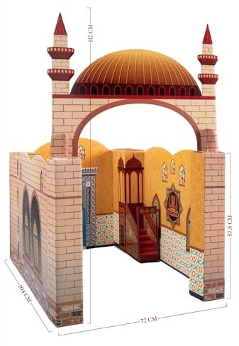 Tragbares Karton-Masjid für Kinder - Leicht aufbaubares Gebetshaus - Perfektes Islamisches Geschenk - Perfekt für tägliche Gebete & islamisches Lernen, Mini-Moschee