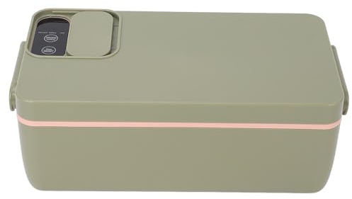 Masyrt Elektrische Lunchbox, Essenswärmer -Lunchbox, 316 Edelstahl 1L Große Kapazität Tragbarer Lebensmittelwärmer für Büro (Grün)