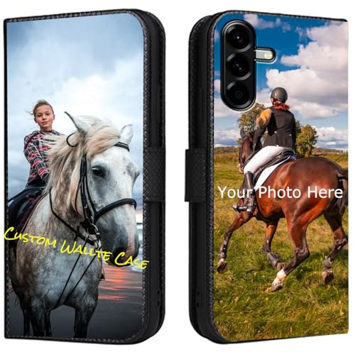 FortiCase Personalisierte Hülle für Samsung Galaxy A36,Flip Leder Hülle Kartenfach Standfunktion Case,mit Eigenem Foto Bild Text Personalisiert Handyhülle - Black-LN4