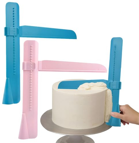 AONAYO 2pcs Fondant Glätter,Backzubehör Für Torten,Kuchen Zubehör,Tortenglätter,Kuchen Schaber Zum Auftragen Von Zuckerguss Auf Kuchen,Einstellbare DIY Modellierwerkzeug,Für Zuckerguss Auf Kuchen