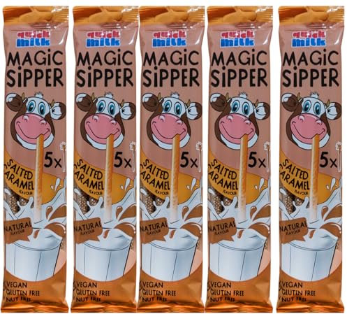 QUICK MILK - Salted Caramel - Trinkhalme mit Salzkaramell - 5 Stück (25 Halme)