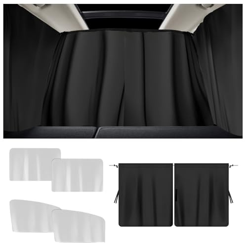 5 Stück Auto Fenster Sonnenschutz,Auto Sichtschutz Vorhänge Abnehmbarer Auto Trennvorhang, Auto Innenteiler Car Window Sun Shade Für SUV Und Allgemeine Fahrzeuge (Silber)