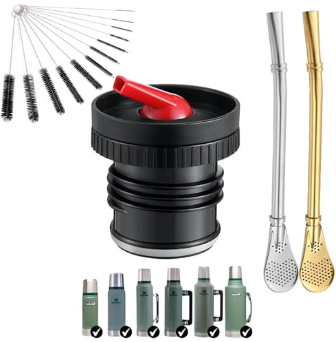 Tapón Pico Cebador Compatible con Termo Stanley + 2 x Bombilla Mate Argentino + 10 Cepillos | Kit Completo para tu Termo Mate – Cebado Preciso y Sin Complicaciones (1L / 1.1L / 1,4L / 1,9L / 2.4L)